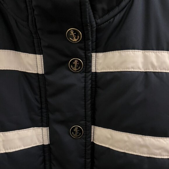 Nautica Women's Navy and White Striped Vest With Embellished anchor snaps Small - Picture 2 of 16